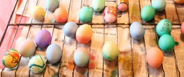 Eggs, colored, lots of them.